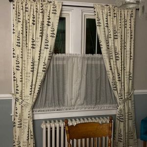 West Elm room darkening curtains -2 panels with tie backs